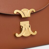 ハンドバッグ CELINE TOP HANDLE BAGS TAN CELINE Canvas Calfskin Triomphe Box Top Handle Bag Tan