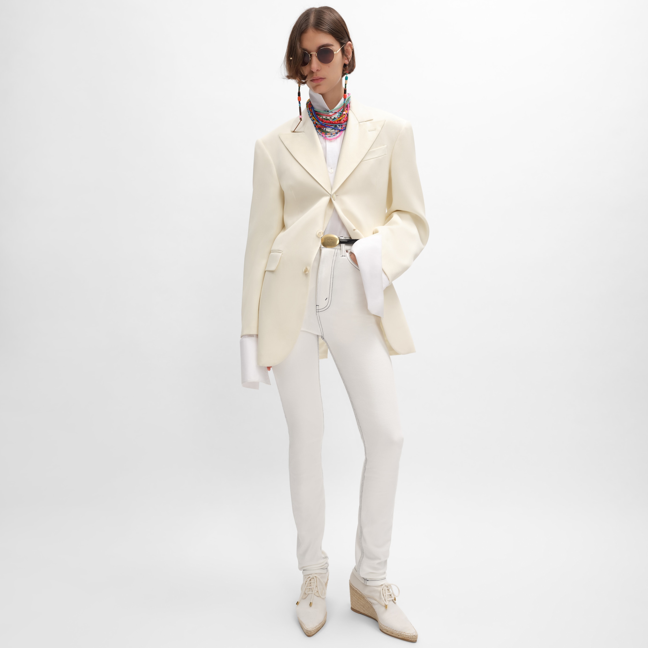 colonne jacket IN diagonal wool - OFF WHITE | CELINE