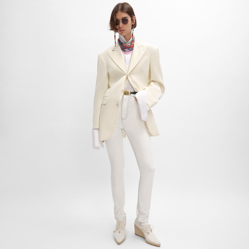 colonne jacket IN diagonal wool - OFF WHITE -  - 1 | CELINE