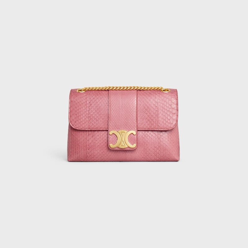 Medium Celine Victoire Bag in PYTHON - PINK - MORE LINES - 1 | CELINE