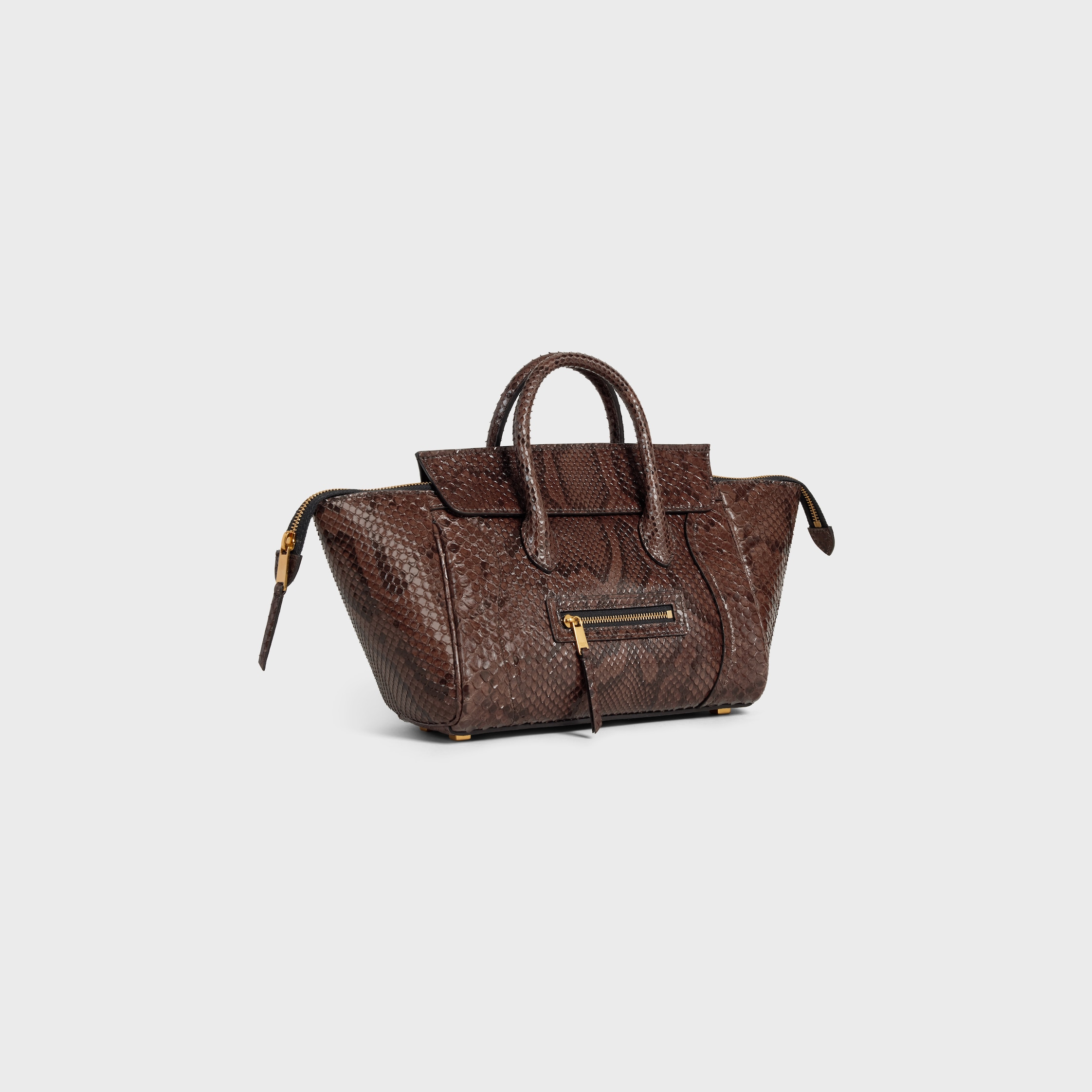 CELINE カチューシャ ブラウン・トートイズシェル LITTLE LUGGAGE IN PYTHON - HICKORY | CELINE