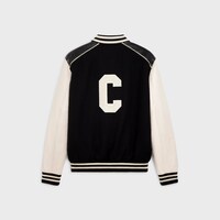 纹理羊毛经典棒球夹克 - 黑色 -  - 2 | CELINE