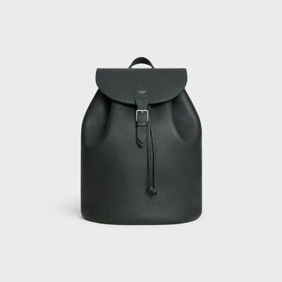 LARGE BACKPACK FOLCO IN GRAINED CALFSKIN - NIGHT GREEN - BACKPACKS - 1 | CELINE