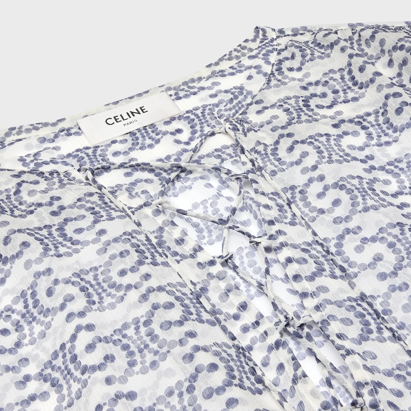 blusa Romy de cresp&oacute;n de seda - CREMA/&Iacute;NDIGO -  - 1 | CELINE