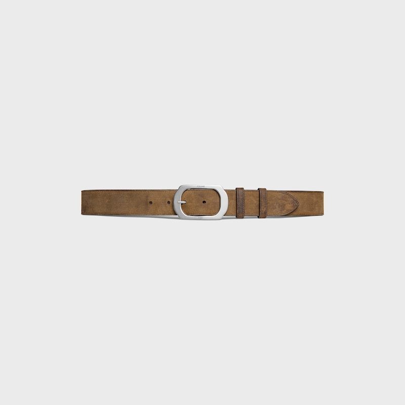 Ceinture BC-21 35MM Veau façon velours effet ciré - MARRON -  - 1 | CELINE