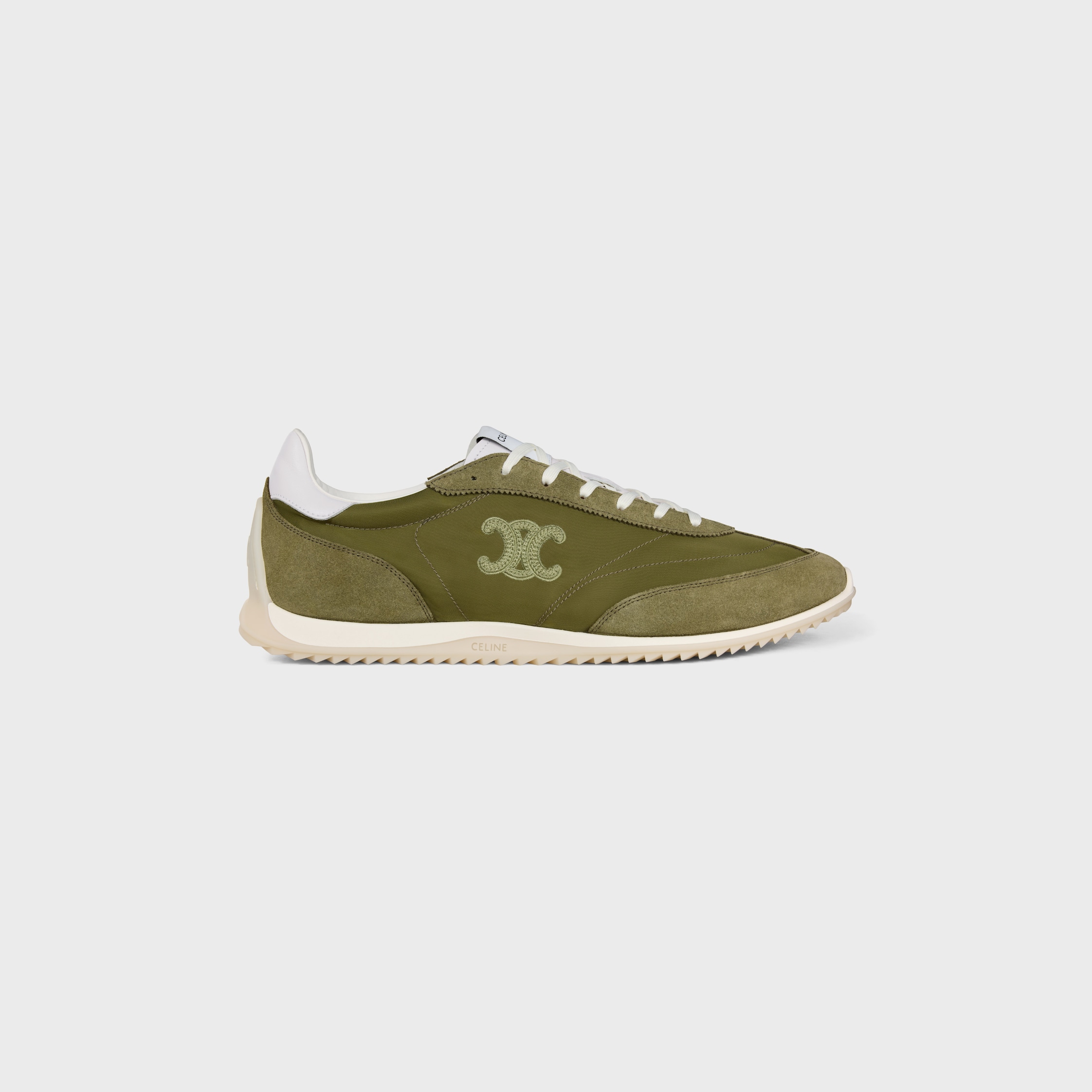 RACER SNEAKER IN NYLON, SUEDE CALFSKIN AND CALFSKIN - OLIVE | CELINE
