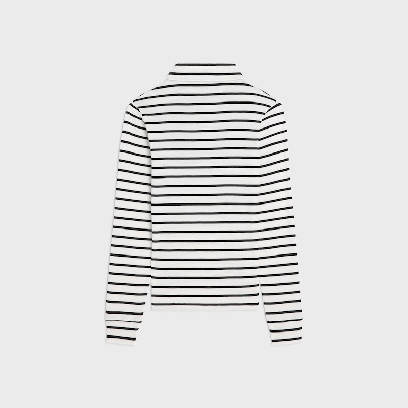 CAMISA ESTILO POLO DE PUNTO DE SEDA A RAYAS - BLANCO CRUDO / NEGRO -  - 1 | CELINE