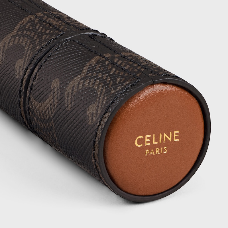 標誌印花牛皮革唇膏盒 - 棕黃色 - 唇膏及配件 - 1 | CELINE