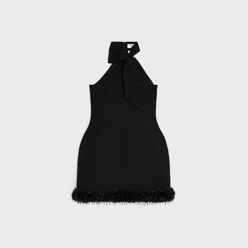 dress IN TRICOTINE wool - BLACK -  - 1 | CELINE