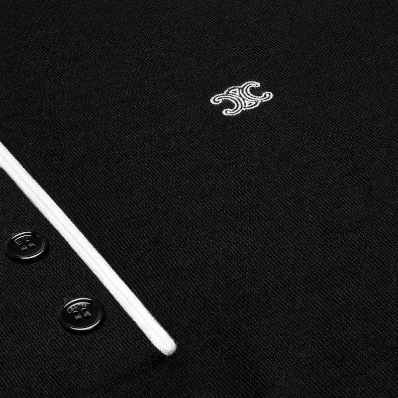 polo sweater IN fine cashmere silk - BLACK/WHITE -  - 1 | CELINE