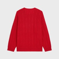 pull col rond cachemire chaînes - ROUGE VIF -  - 2 | CELINE