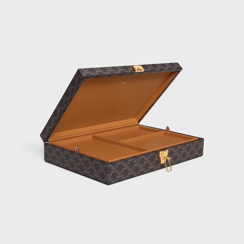 Stationery Case in Triomphe Canvas - BLACK / TAN - CELINE MAISON - 1 | CELINE