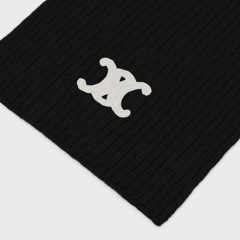 Triomphe scarf in cashmere - BLACK -  - 1 | CELINE