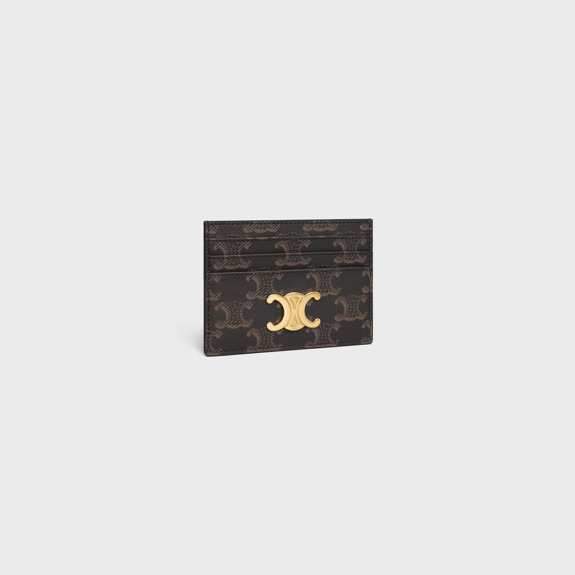 CARD HOLDER TRIOMPHE IN TRIOMPHE CANVAS - TAN | CELINE