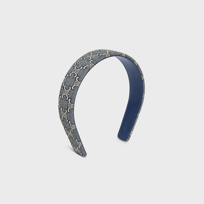CINTA PARA LA CABEZA TRIOMPHE CON JAQUARD CELINE DE ALGOD&Oacute;N, POLIAMIDA, POLI&Eacute;STER Y PIEL DE BECERRO - AZUL MARINO&nbsp;/&nbsp;CRUDO - ACCESORIOS PARA EL CABELLO - 1 | CELINE