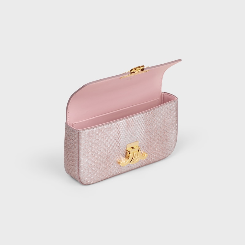 珠光蛇皮CLAUDE飾鍊肩揹袋 - 冰玫瑰色 - CLAUDE - 1 | CELINE