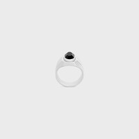 Celine Bevelled Signet Ring in Onyx and Sterling Silver with Rhodium finish - BLACK / SILVER -  - 1 | CELINE
