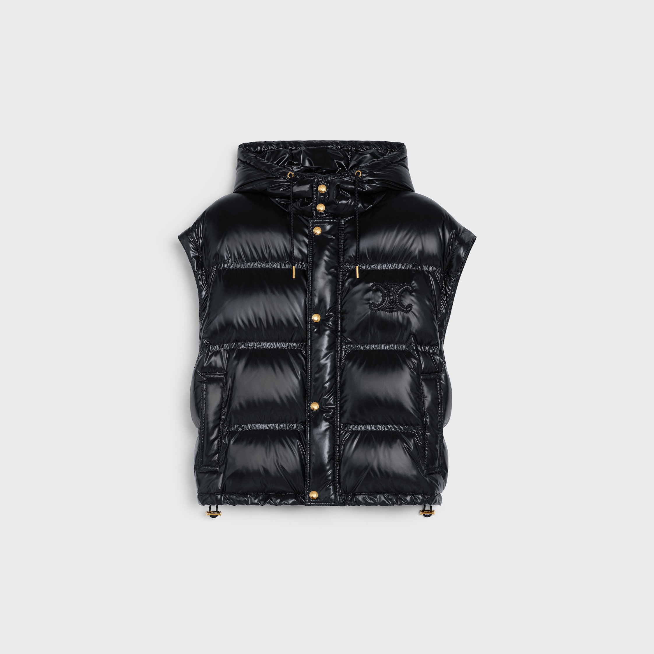 ジャケット CELINE | long triomphe down jacket in lightweight nylon LONG TRIOMPHE DOWN JACKET IN LIGHTWEIGHT NYLON - BLACK | CELINE