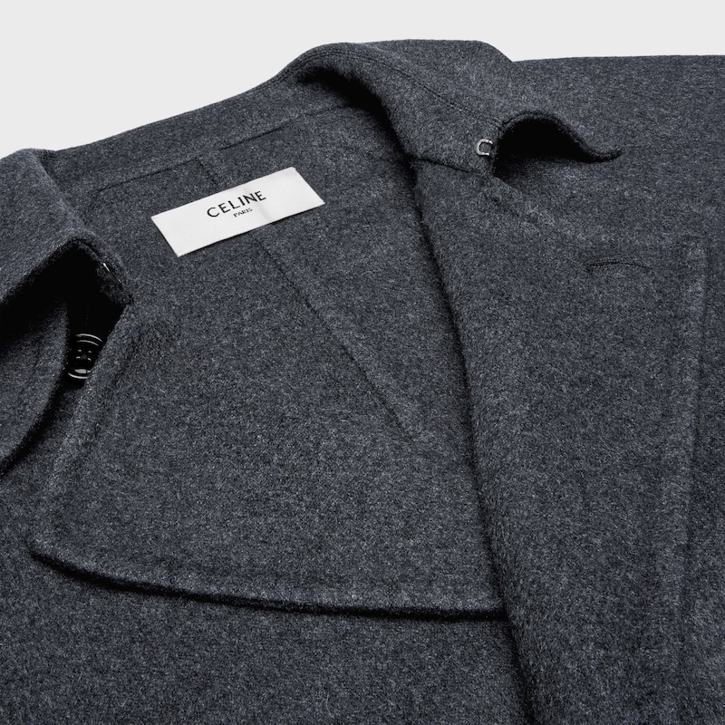 wrapped coat IN double-face wool cashmere - ANTHRACITE MELANGE -  - 1 | CELINE