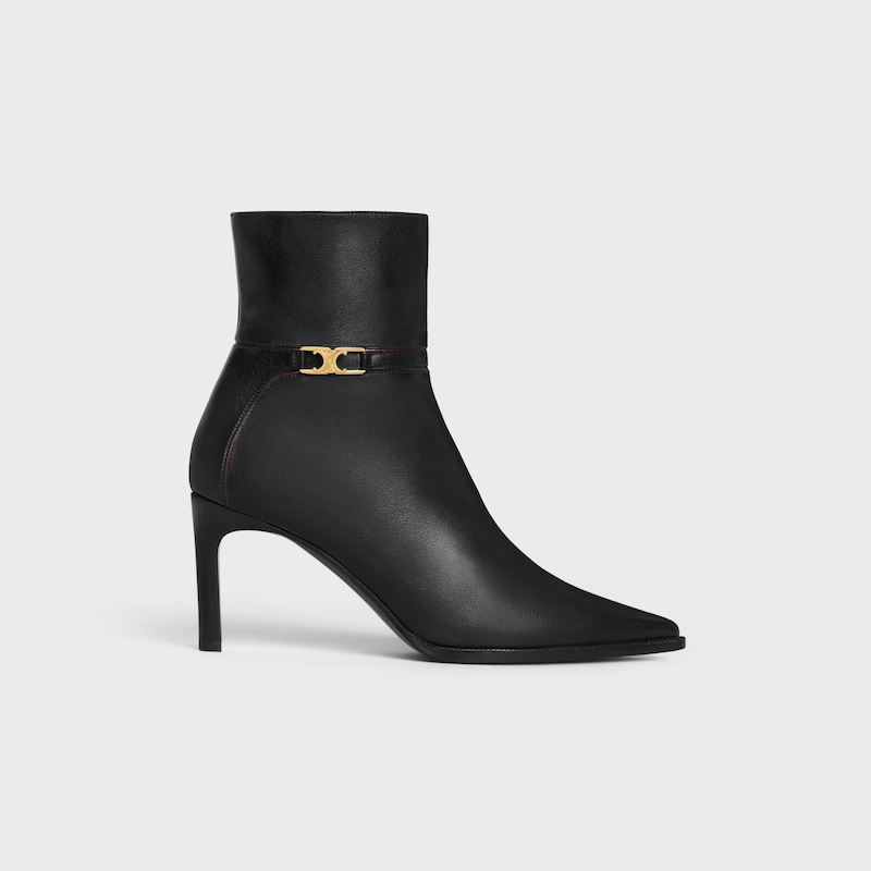 CELINE VERNEUIL BOTTINE ZIPP&Eacute;E AVEC TRIOMPHE EN CUIR DE VEAU - Noir -  - 1 | CELINE