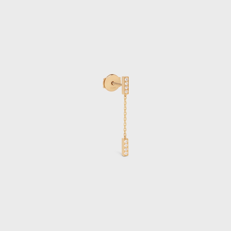 Celine Line Double Earring in Yellow Gold and Diamonds - Yellow Gold & White - FINE JEWELLERY - 1 | CELINE