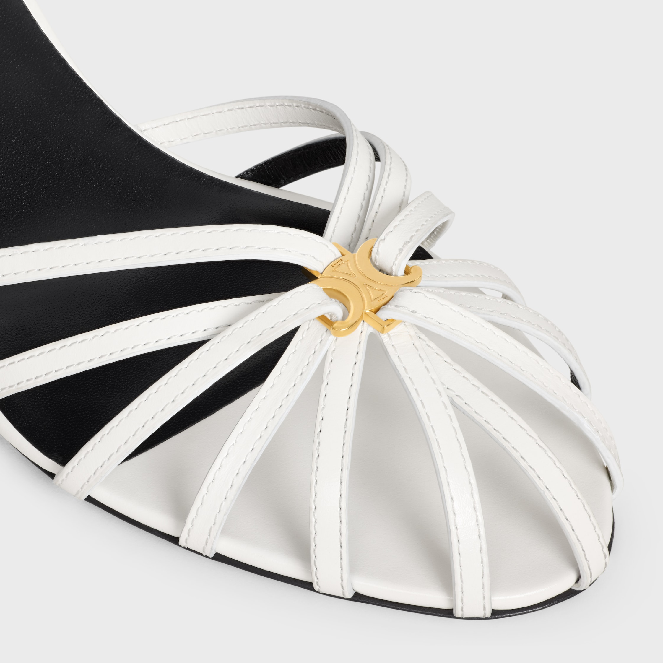 CELINE TRIOMPHE SANDAL IN LAMBSKIN - WHITE / GOLD | CELINE