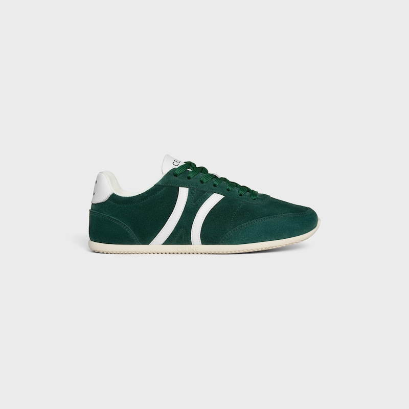 CELINE JOGGER LOW LACE-UP SNEAKER WITH TRIOMPHE IN SUEDE CALFSKIN AND CALFSKIN - BOTTLE GREEN -  - 1 | CELINE