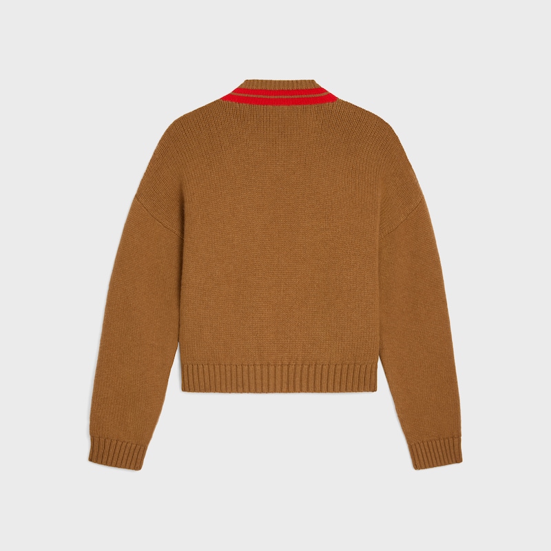 v-neck sweater IN cashmere - CAMEL / RED -  - 1 | CELINE