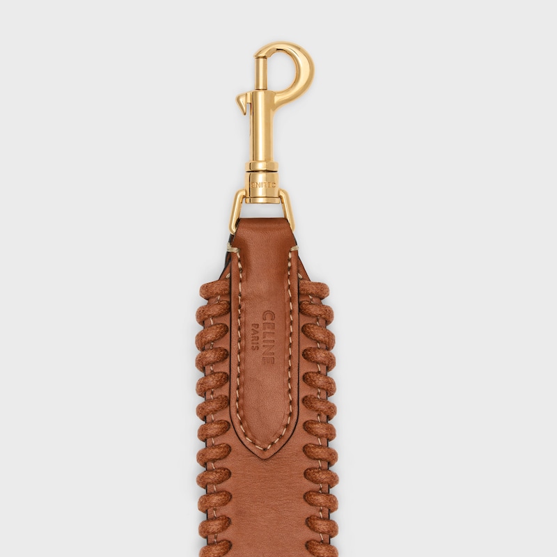 BRAIDED STRAP in NATURAL CALFSKIN with Gold Finishing - TAN - CHARMS AND ACCESSORIES - 1 | CELINE