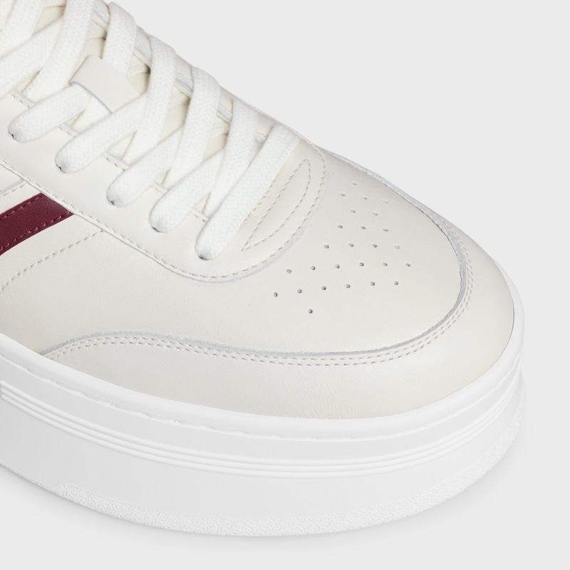 CELINE - BLOCK SNEAKERS WITH BACK TRIOMPHE AND WEDGE OUTSOLE IN CALFSKIN - MILK / DARK BURGUNDY -  - 1 | CELINE