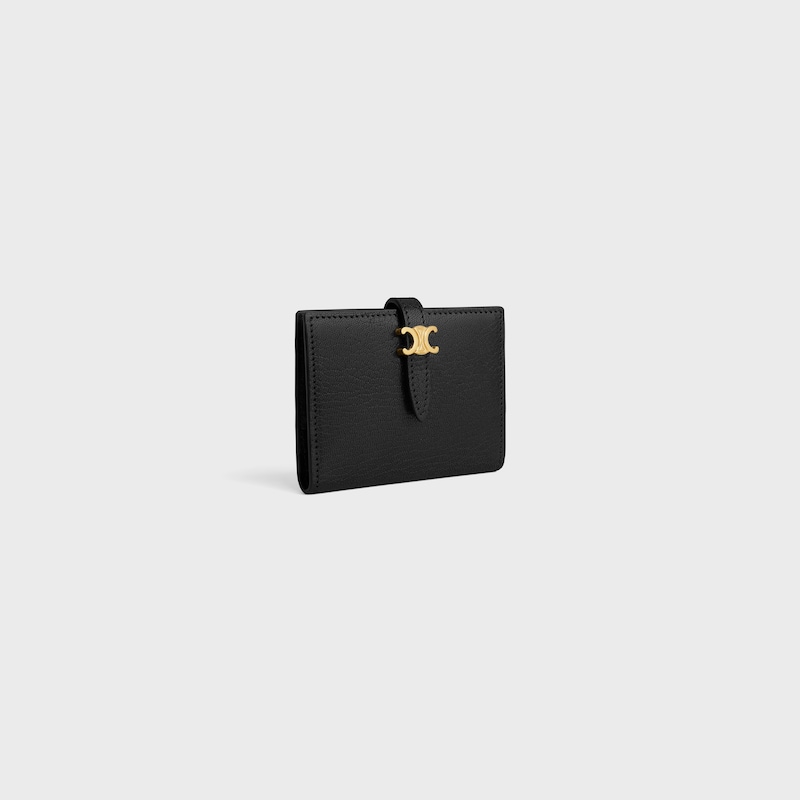 PORTACARTE BI-FOLD TRIOMPHE PONTET IN PELLE DI CAPRA - NERO - NUOVO - 1 | CELINE