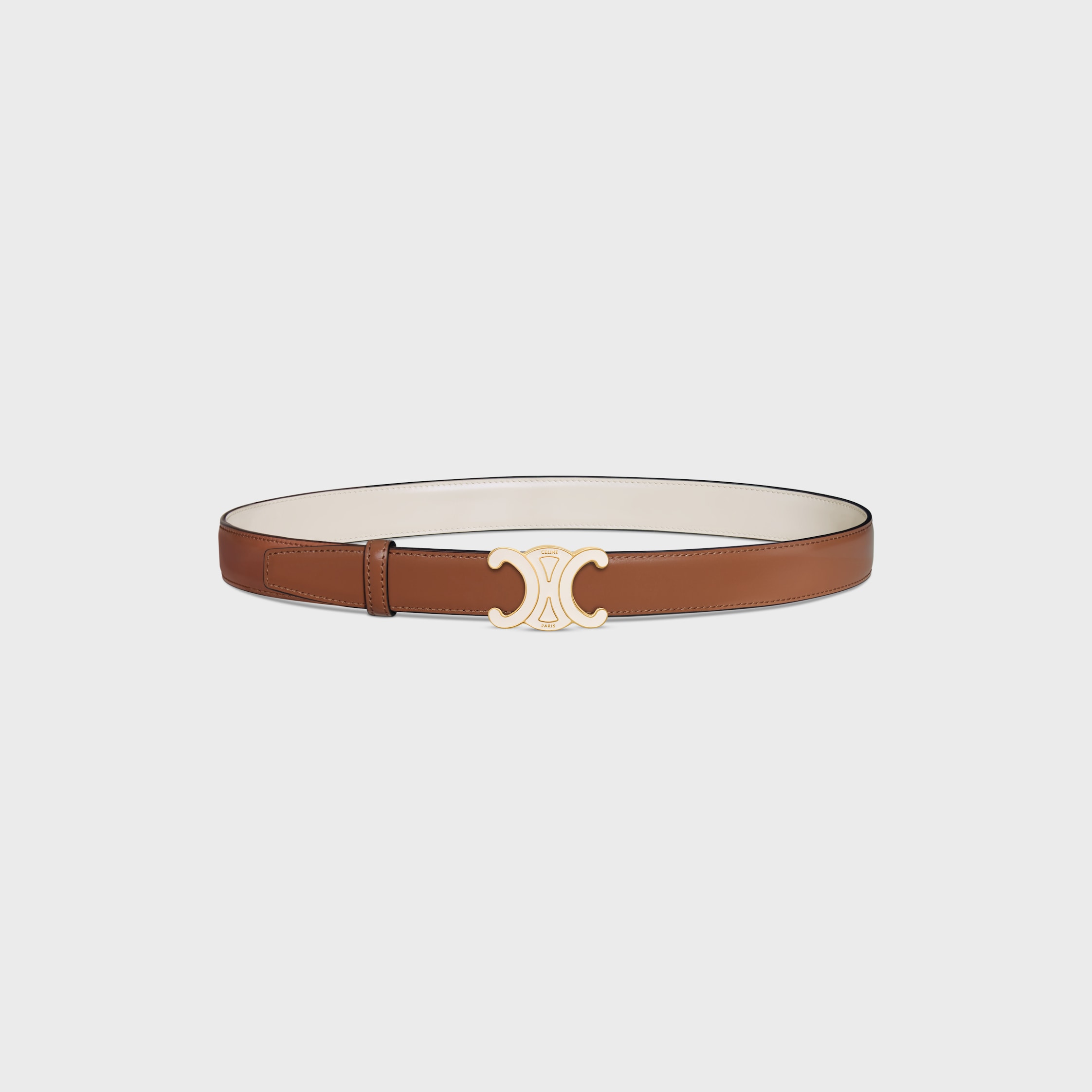 CELINE TRIOMPHE BUCKLE 25MM IN BRASS WITH ENAMEL & Reversible Strap 25MM IN TAURILLON
