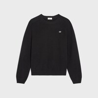 triomphe crew neck sweater in wool and cashmere - BLACK / OFF WHITE -  - 1 | CELINE