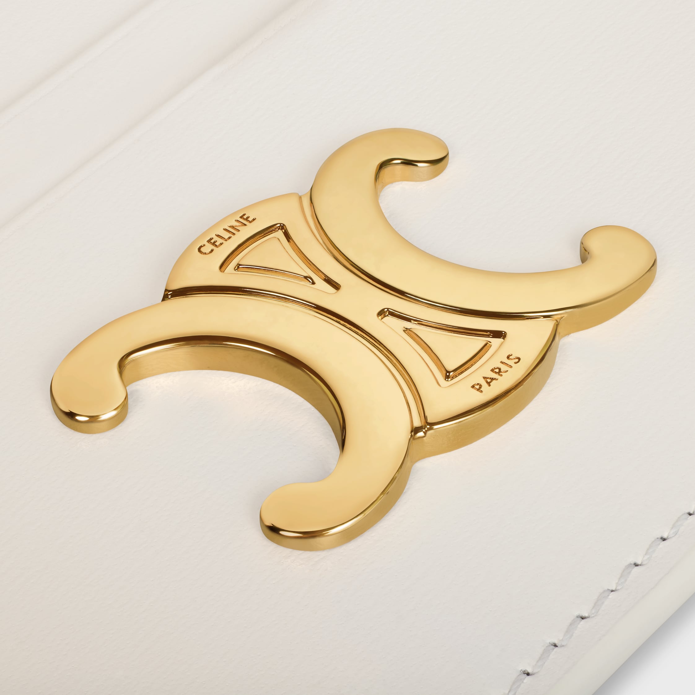 CARD HOLDER TRIOMPHE IN Shiny calfskin - RICE | CELINE