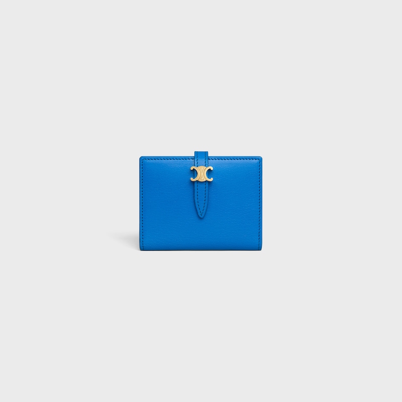 BI-FOLD CARD HOLDER TRIOMPHE PONTET IN GOATSKIN - ULTRA BLUE - COIN AND CARD HOLDERS - 1 | CELINE