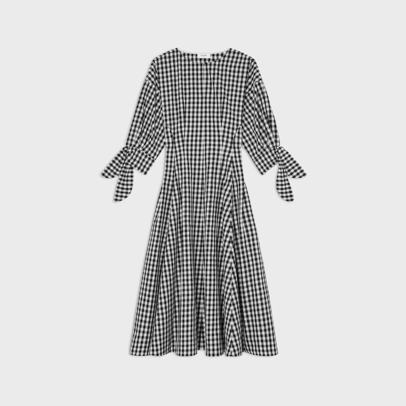 dress IN vichy cotton - NOIR/IVOIRE -  - 1 | CELINE
