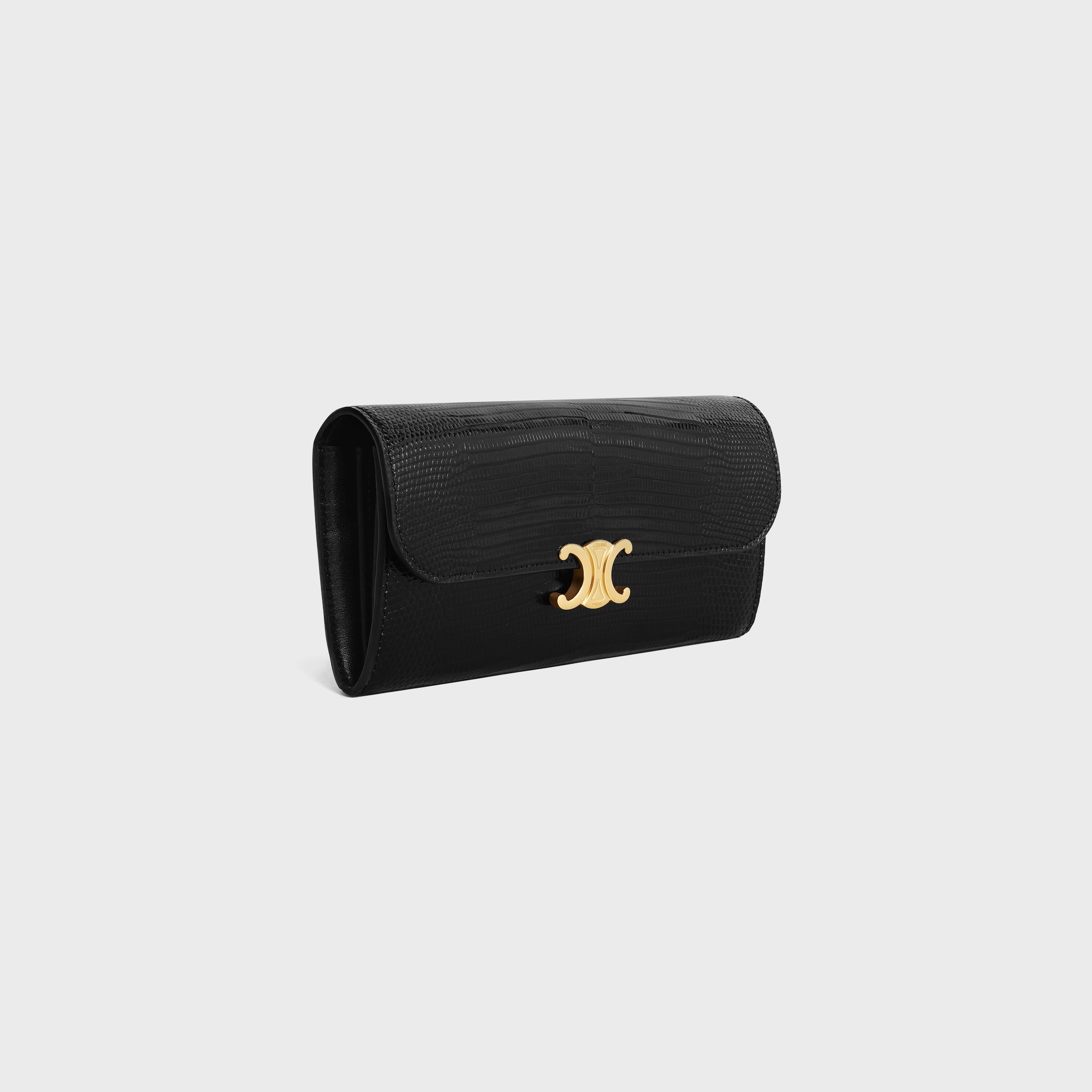 【CELINE】Small Flap Wallet TRIOMPHE ウォレット TRIOMPHE SMALL FLAP WALLET TRIOMPHE IN SHINY CALFSKIN - PEBBLE | CELINE