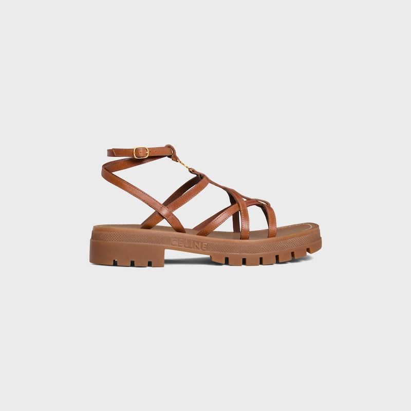 CELINE - CLEA TRIOMPHE STRAPPY SANDAL in CALFSKIN - VEGETAL TANNING - TAN -  - 1 | CELINE