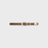 MEDIUM 25MM WESTERN BELT IN Suede Calfskin with waxed effect - BROWN -  - 2 | CELINE