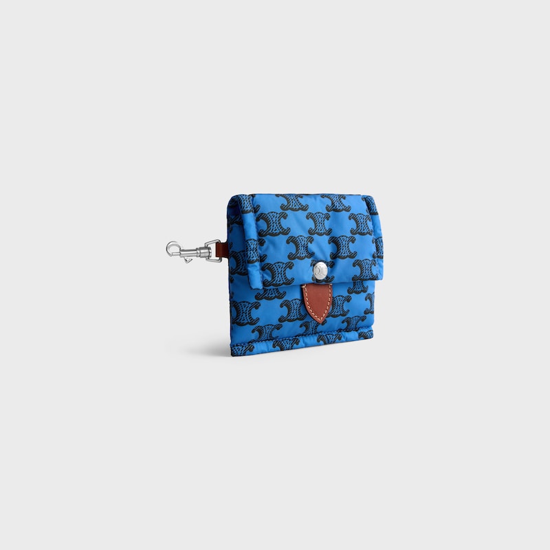KEYRING CARD HOLDER CELINE PADDED  IN NYLON AND CALFSKIN - ULTRA BLUE / BLACK - CHARMS - 1 | CELINE
