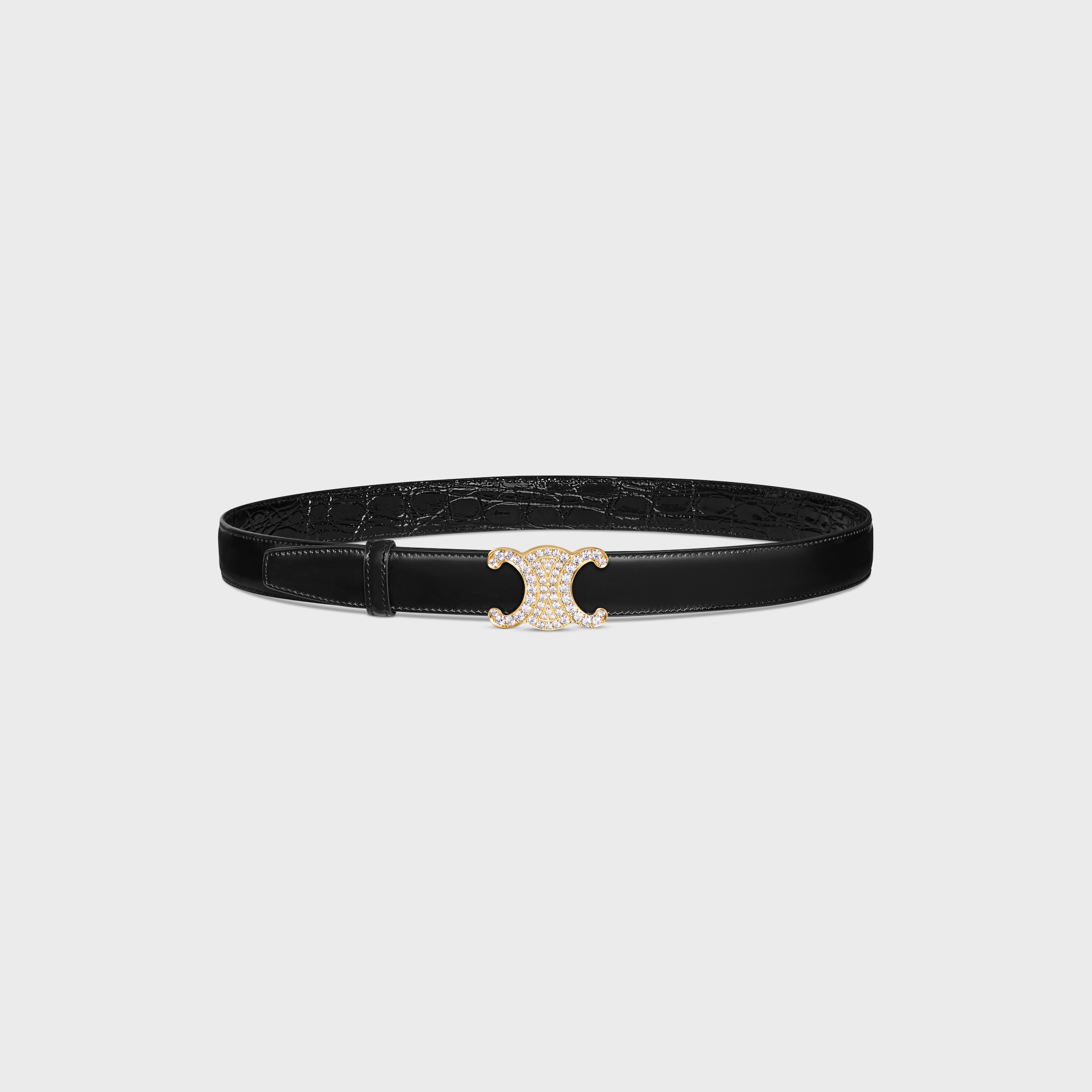 TRIOMPHE BUCKLE & REVERSIBLE STRAP 25MM - BLACK | CELINE