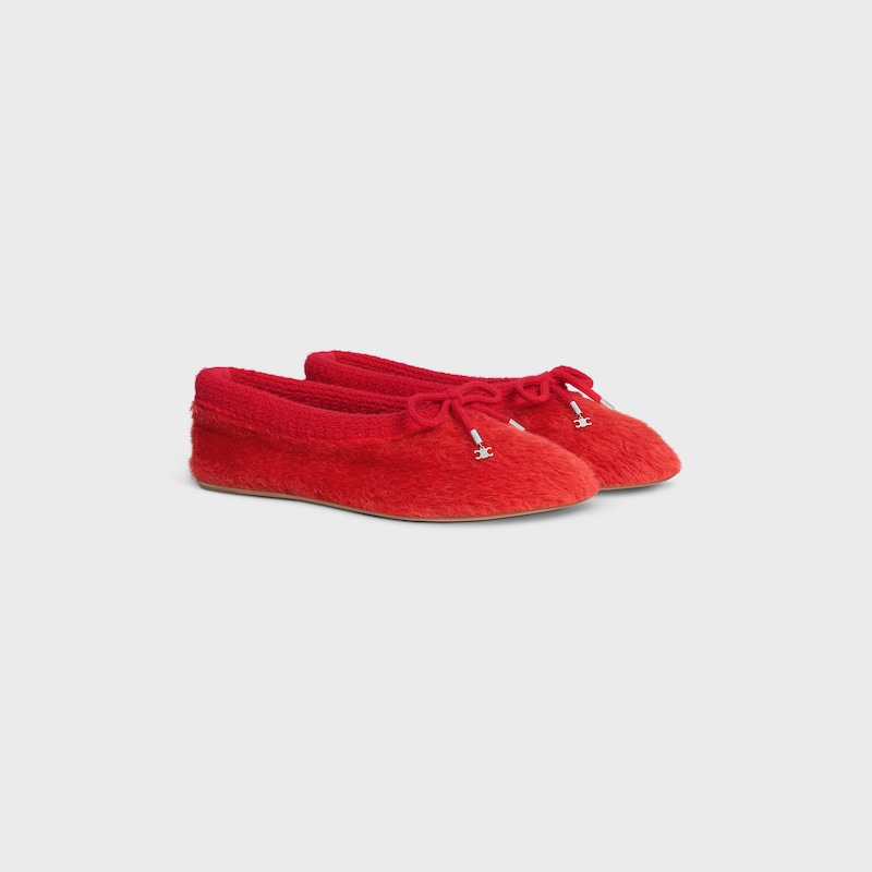CELINE ABBY BALLERINA IN Alpaca Wool Fabric - RED -  - 1 | CELINE