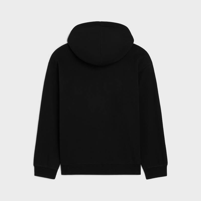 hoodie IN cotton fleece - BLACK / WHITE -  - 1 | CELINE