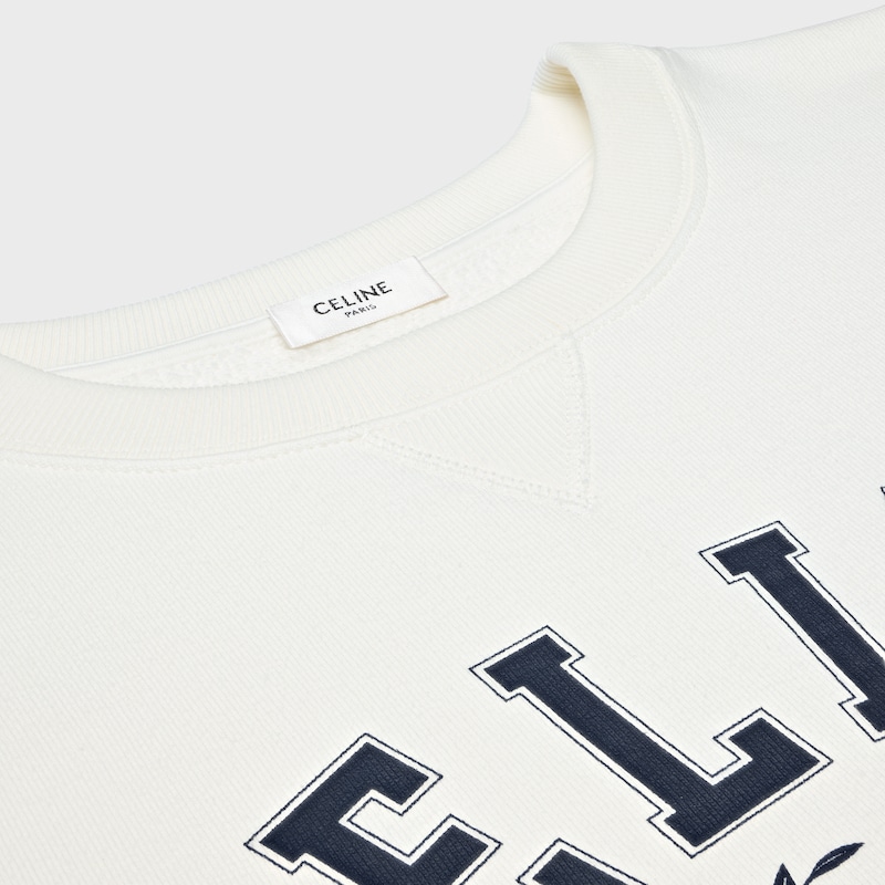 oversized sweatshirt IN cotton fleece - WASHED WHITE/NAVY -  - 1 | CELINE