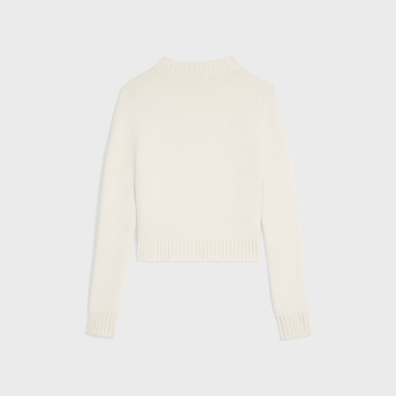 crewneck sweater IN wool and cashmere - WHITE -  - 1 | CELINE