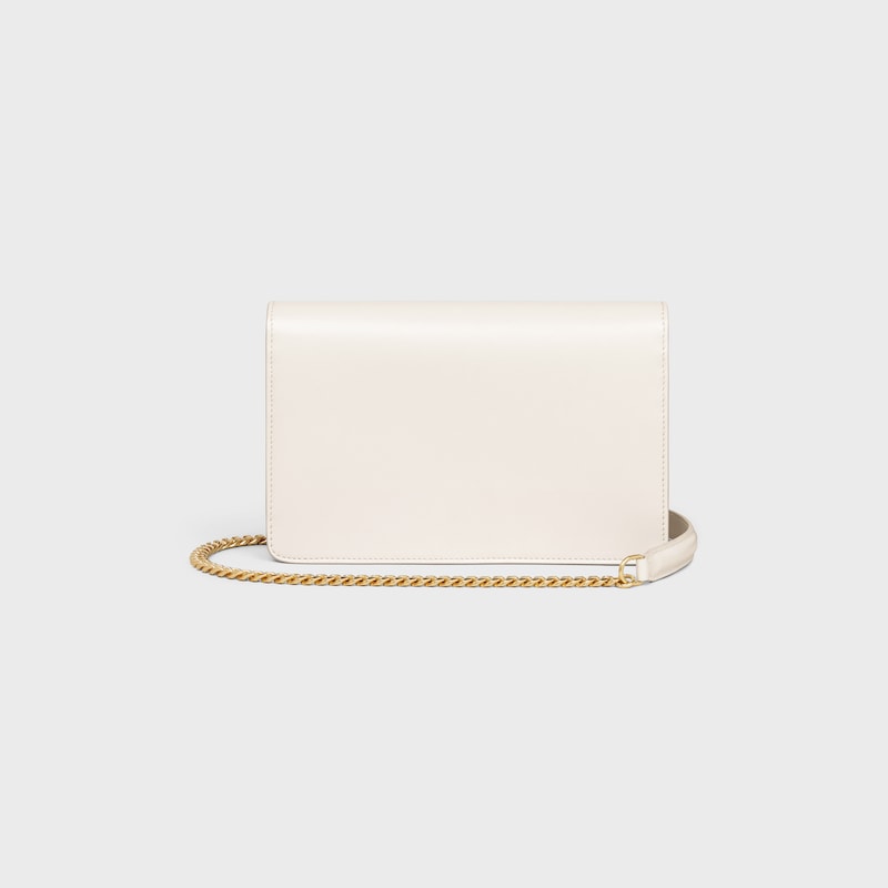 POCHETTE AVEC CHA&Icirc;NE MARGO veau brillant - BLANC COTON - AUTRES LIGNES - 1 | CELINE