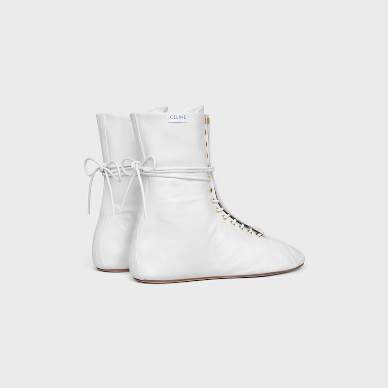 BALLET HIGH - LACE-UP BOOT IN LAMBSKIN - Ultra White -  - 1 | CELINE