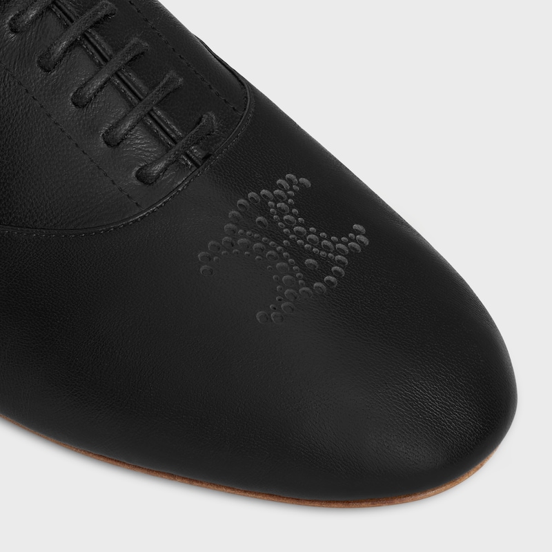 CELINE LISE PERFORATED TRIOMPHE RICHELIEU IN LAMBSKIN - BLACK -  - 1 | CELINE