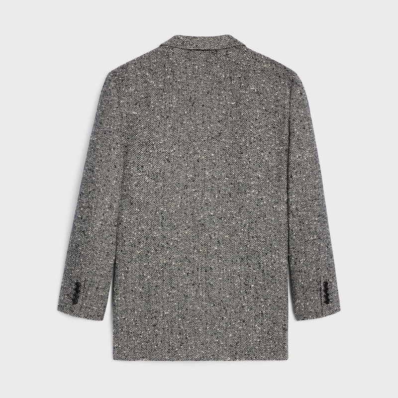 gar&ccedil;on jacket IN herringbone wool natt&eacute; - IVOIRE/NOIR -  - 1 | CELINE