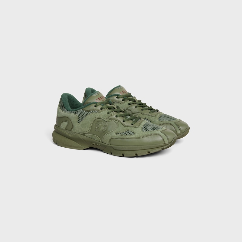 RUNNER SNEAKER IN CALFSKIN, SUEDE CALFSKIN AND MESH - KHAKI -  - 1 | CELINE